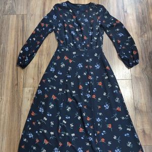 Roolee Navy blue dress with flowers